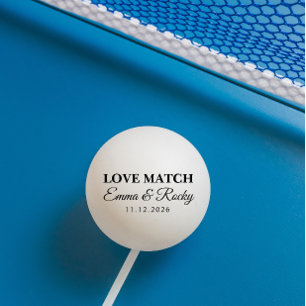 Modern Couple Love Match Black Color Text Ping Pong Ball