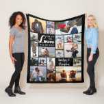 Modern Couple Love Quote 19 Photo Collage Fleece Blanket<br><div class="desc">Create a personalized, custom colour photo memory blanket for the one you love utilizing this easy-to-upload photo collage template with 19 pictures in various shapes and sizes. The design features the saying ALL OF ME LOVES ALL OF YOU accented with a heart and includes names or your custom text in...</div>