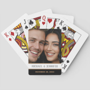 Modern Couple Monogram Date Customized Photo Name Playing Cards