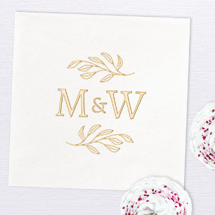 Modern Couple Monogram Initials Elegant Botanical Foil Napkins