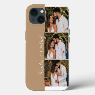 Modern Couple Names 3 photos collage grid iPhone 13 Case