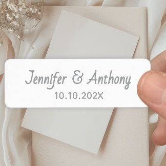 Modern Couple Names & Date Wedding - Silver