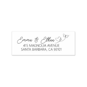 Modern Couple Names Simple Wedding Return Address Rubber Stamp