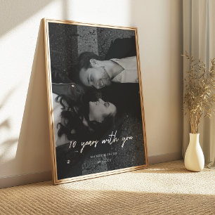 Modern Couple Photo 10-Year Wedding Anniversary Poster