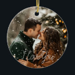 Modern Couple Photo Anniversary Script Holiday Ceramic Ornament<br><div class="desc">Modern Couple Photo Anniversary Script Holiday Ceramic Ornament.
Make it yours with easy customization. Need a custom order? Just send us a message,  we’re here to help. Kindly note that response times may vary slightly due to the time difference.</div>