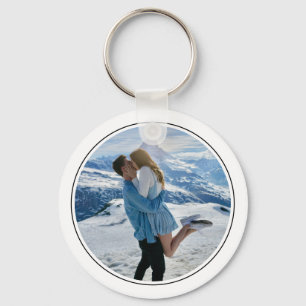 Modern Couple Photo First Christmas Engaged Keychain