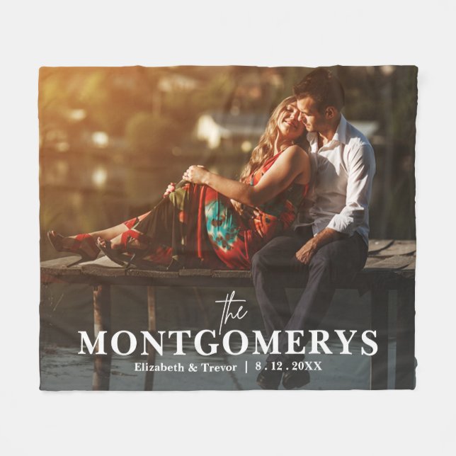 Modern Couple Photo Fleece Blanket (Front (Horizontal))