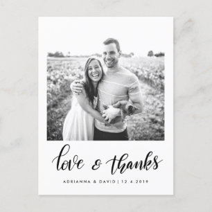 Modern Couple Photo Love & Thanks Script Postcard