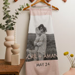 Modern Couple Photo Pink & Grey Perosnalized Name Apron<br><div class="desc">Modern Couple Photo Pink & Grey Perosnalized Name</div>