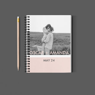 Modern Couple Photo Pink & Grey Perosnalized Name Planner