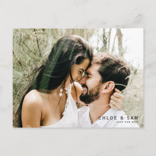 Modern Couple Photo QR Code Save the Date Invitati Postcard