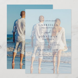 Modern Couple Photo White Overlay Wedding Invitation