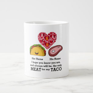 Modern Couple taco and meat lovers custom monogram Large Coffee Mug