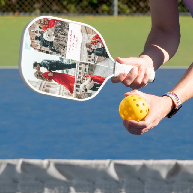 Modern Couples 4 Photo Collage Pickleball Paddle (Insitu)