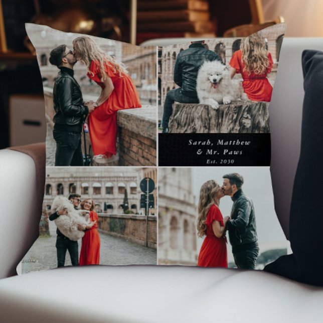 Modern Couples 4 Photo Collage Throw Pillow (Creator Uploaded)