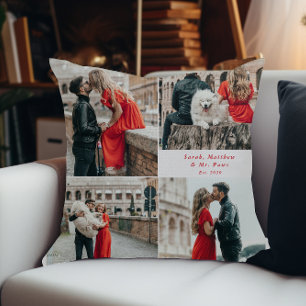 Modern Couples 4 Photo Collage Throw Pillow