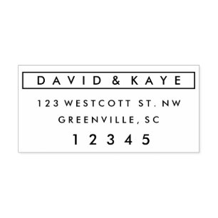 Modern couples self-inking return address stamp