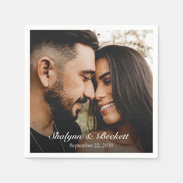 Modern Couples Shower Photo Napkin (Front)