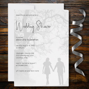 Modern Couples Silhouette Wedding Shower Invitation