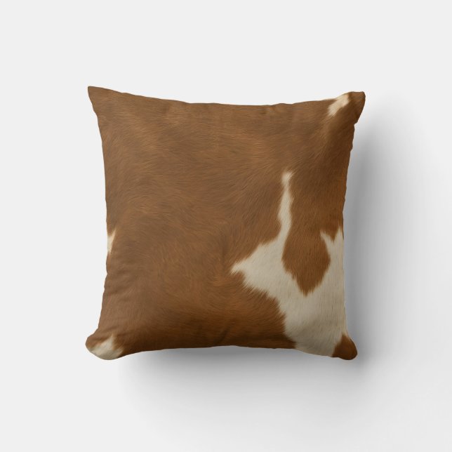 Modern Cow Faux Leather Elegant Collection Throw Pillow (Front)