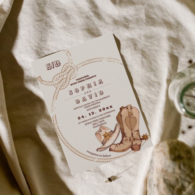 Modern Cowboy Western Wedding  Invitation (Creator Uploaded)