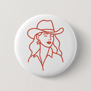 Modern Cowgirl Line Art Bachelorette Party 2 Inch Round Button