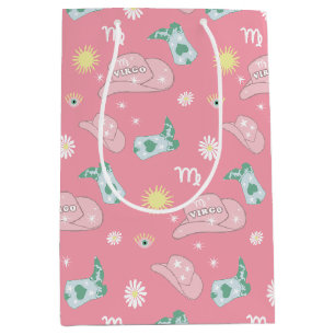 Modern Cowgirl Virgo Zodiac Pattern Pink    Medium Gift Bag