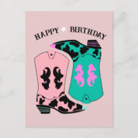 Modern Cowgirl Western Boots Ranch Cowboy Birthday