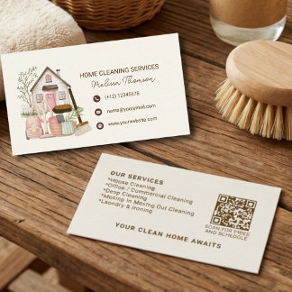 Modern Cozy Professional House Cleaning Business Card