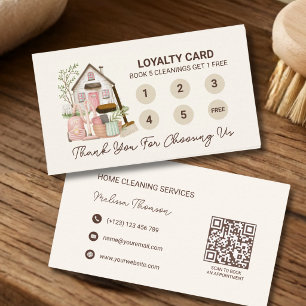 Modern Cozy Professional House Cleaning Loyalty Card