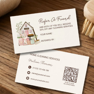 Modern Cozy Professional House Cleaning  Referral Card