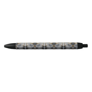 Modern Cracked Gold White & black marble Ink Pen