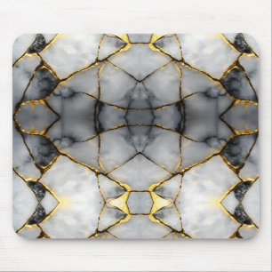 Modern Cracked Gold White & black marble Mouse Pad