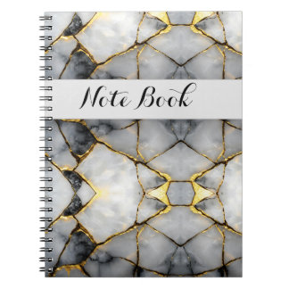 Modern Cracked Gold White & black marble Notebook