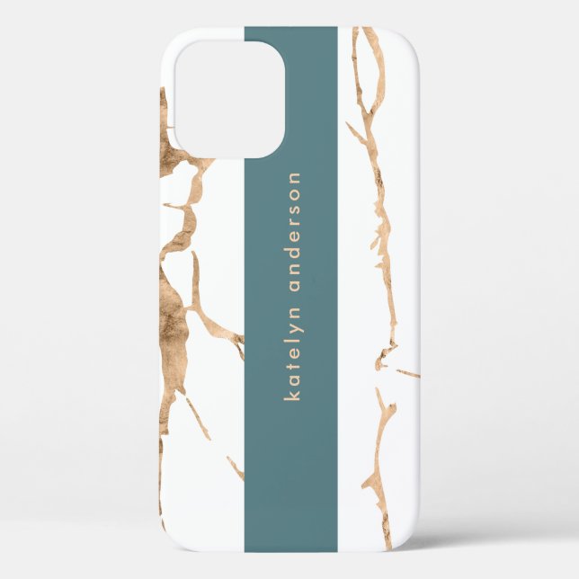 Modern Cracked Gold White Stylist Professional Case-Mate iPhone Case (Back)