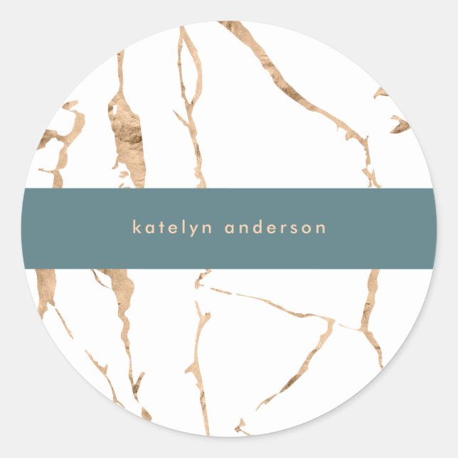 Modern Cracked Gold White Stylist Professional Classic Round Sticker (Front)