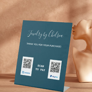 Modern Craft Show Vendor QR Code Payment Pedestal Sign