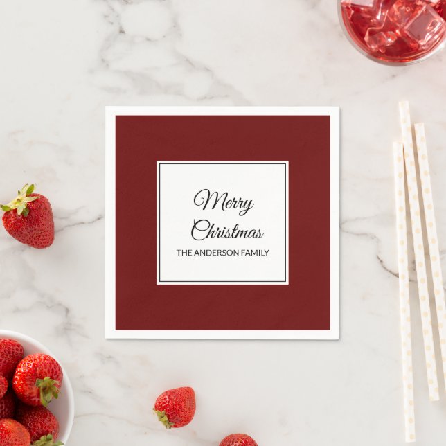 Modern cranberry red solid Christmas holiday Napkin (Insitu)