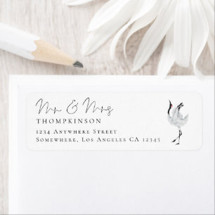 Modern Crane Script Mr Mrs Wedding Return Address