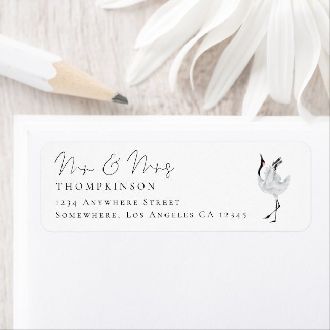 Modern Crane Script Mr Mrs Wedding Return Address (Insitu)