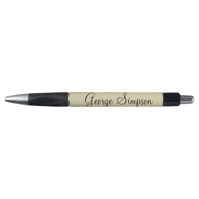 Modern Cream and Black Custom Name Template Pen (Front)
