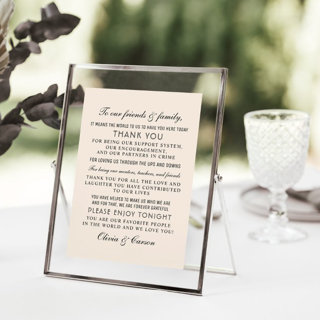Modern Cream and Black Script Wedding Guest Thank You Card (Creator Uploaded)
