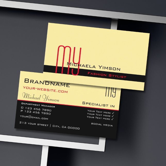 Modern Cream and Black with Initials Professional Business Card (Creator Uploaded)