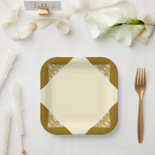 Modern Cream And Gold Square Paper Plate