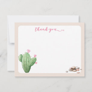 Modern Cream Beige Cactus Thank You Card