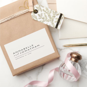 Modern cream black minimal contemporary wedding sticker