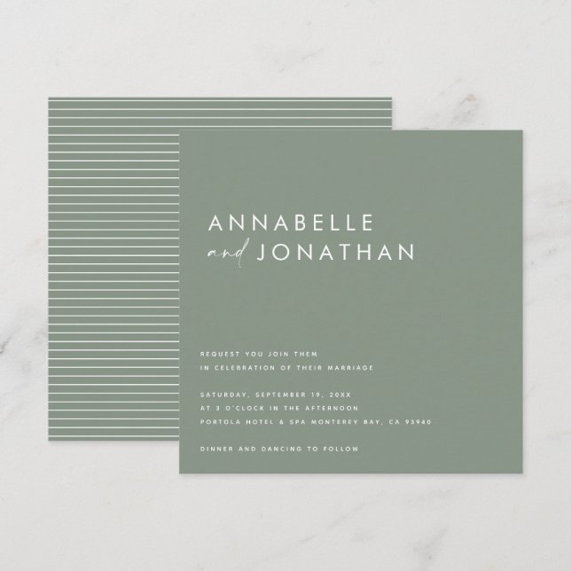 Modern cream black script minimal contemporary inv invitation (Front/Back)