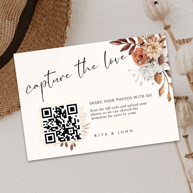 Modern Cream Boho Capture The Love QR code  Enclosure Card (Creator Uploaded)