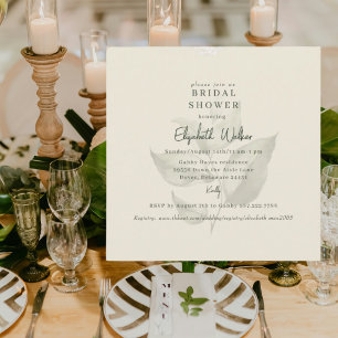 Modern Cream Bridal Shower Muted Greenery Square Invitation
