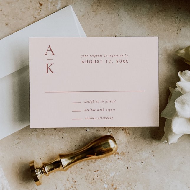 Modern Cream Brown Monogram Earth Tone Wedding RSVP Card (Creator Uploaded)